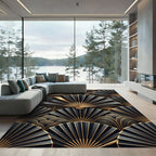 Black Gold Fan Art Deco Rug