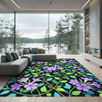 Lavender Floral Vine Garden Rug