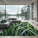 Lush Green Fresh Morning Dew Blades Rug