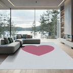Rose Pink Heart Contemporary Graphic Rug