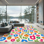 Playful Alphabet And Numbers Collage Rug