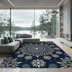 Celestial Navy Blue Starry Mandala Rug