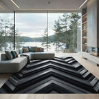 Metallic Silver Minimalist Chevron Accent Rug