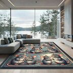 Whimsical Gray Mouse Illustration Rug