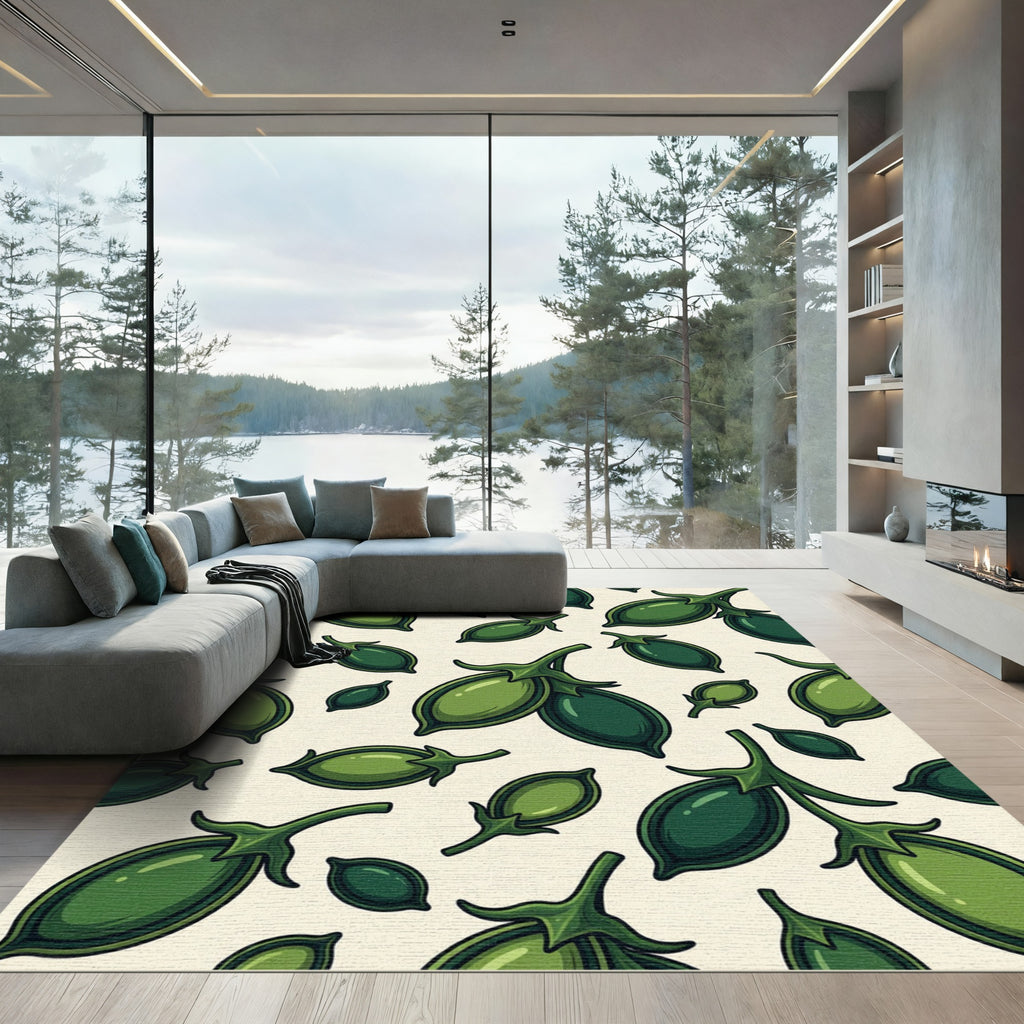 Green Pea Pod Arrangement Rug