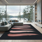 Minimalist Rose Gold Abstract Brushstroke Rug