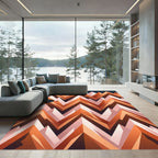 Geometric Chevron Orange Peak Landscape Rug