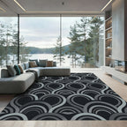 Sophisticated Gray Geometric Teardrop Arch Rug