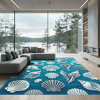 Aqua Blue Seashell Collection Rug
