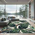 Vibrant Green Tropical Bird of Paradise Rug