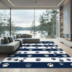 Navy Blue Striped Animal Paw Rug