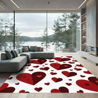 Crimson Layered Hearts Valentine Illustration Rug