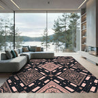 Elegant Rose Gold Damask Lattice Rug