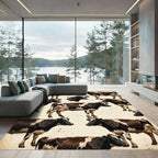 Rustic Brown and White Cow Farmhouse Rug