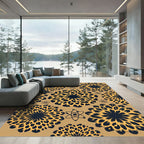 Golden Leopard Bloom Atomic Round Rug