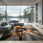 Abstract Burned Metal Starburst Rug