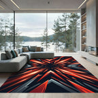 Bold Red Geometric Abstract Shards Rug