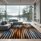 Industrial Oxidized Copper Vertical Stripe Rug