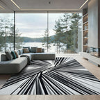 Monochromatic Abstract Angular Linear Art Rug