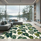 Lush Green Tropical Philodendron Foliage Rug