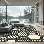 Dark Gray Hexagon Chain Grid Rug