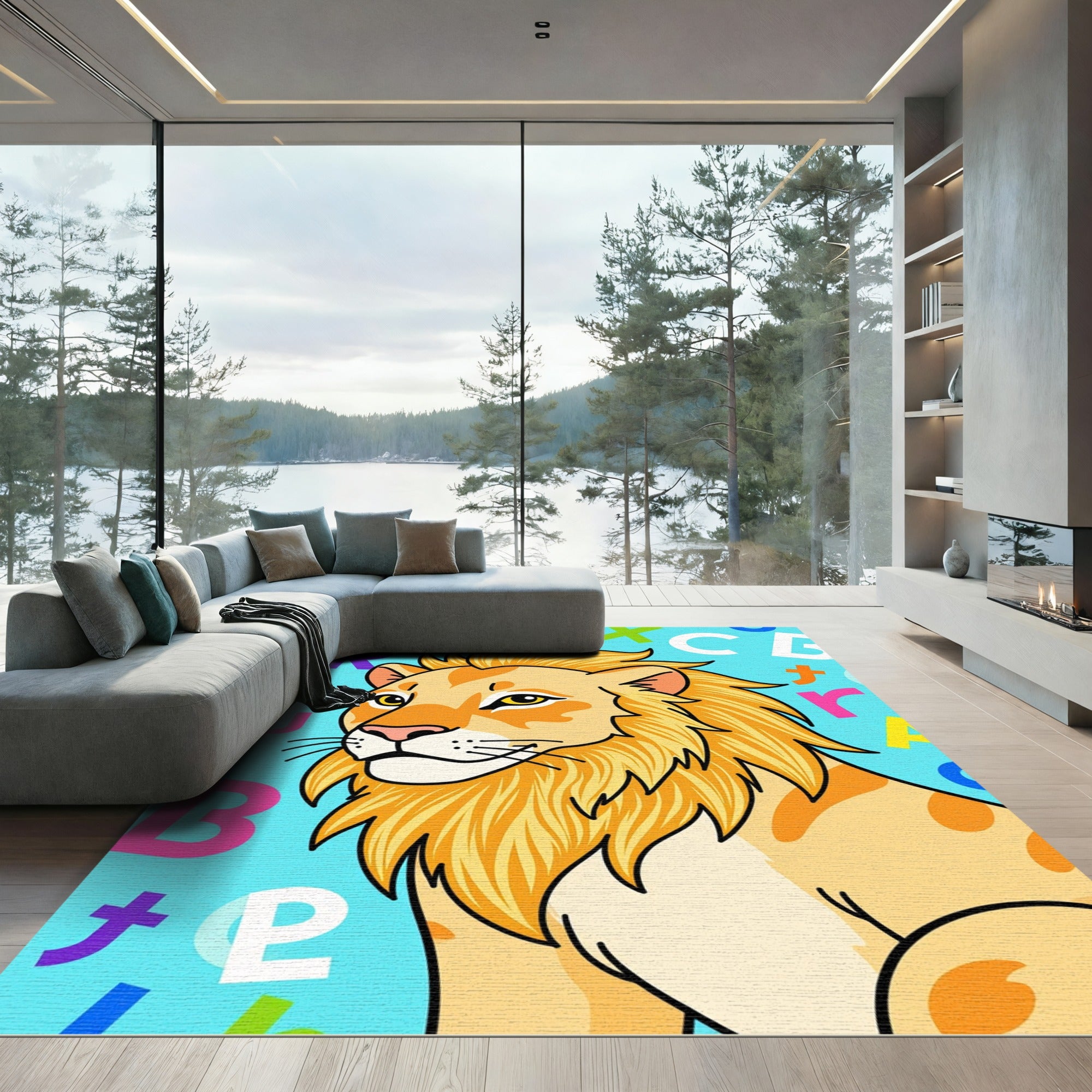 Playful Orangutan Alphabet Safari Rug
