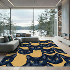 Golden Ochre Black Cat Head Tile Rug