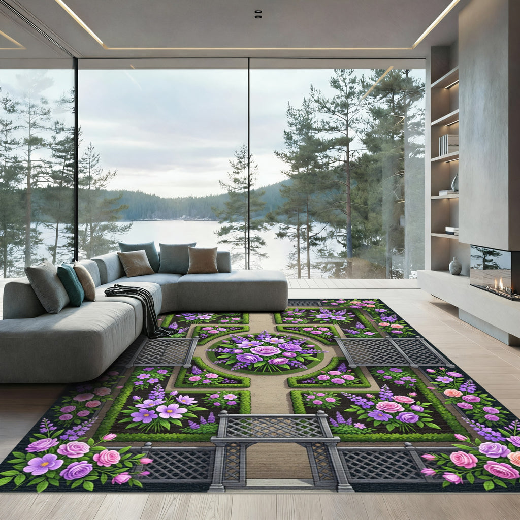 Formal Garden Floral Arrangement Rug
