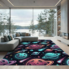 Vibrant Neon Outer Space Galaxy Rug