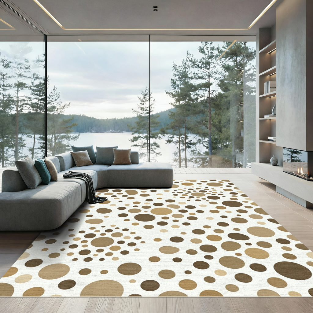 Neutral Earth Tone Polka Dot Rug