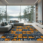 Industrial Yellow Orange Storage Units Rug