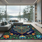 Celestial Winged Mandala Starry Night Rug
