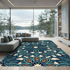 Teal And Gold Mandala Art Rug