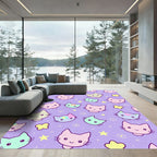 Kawaii Pastel Cat Starry Meadow Rug