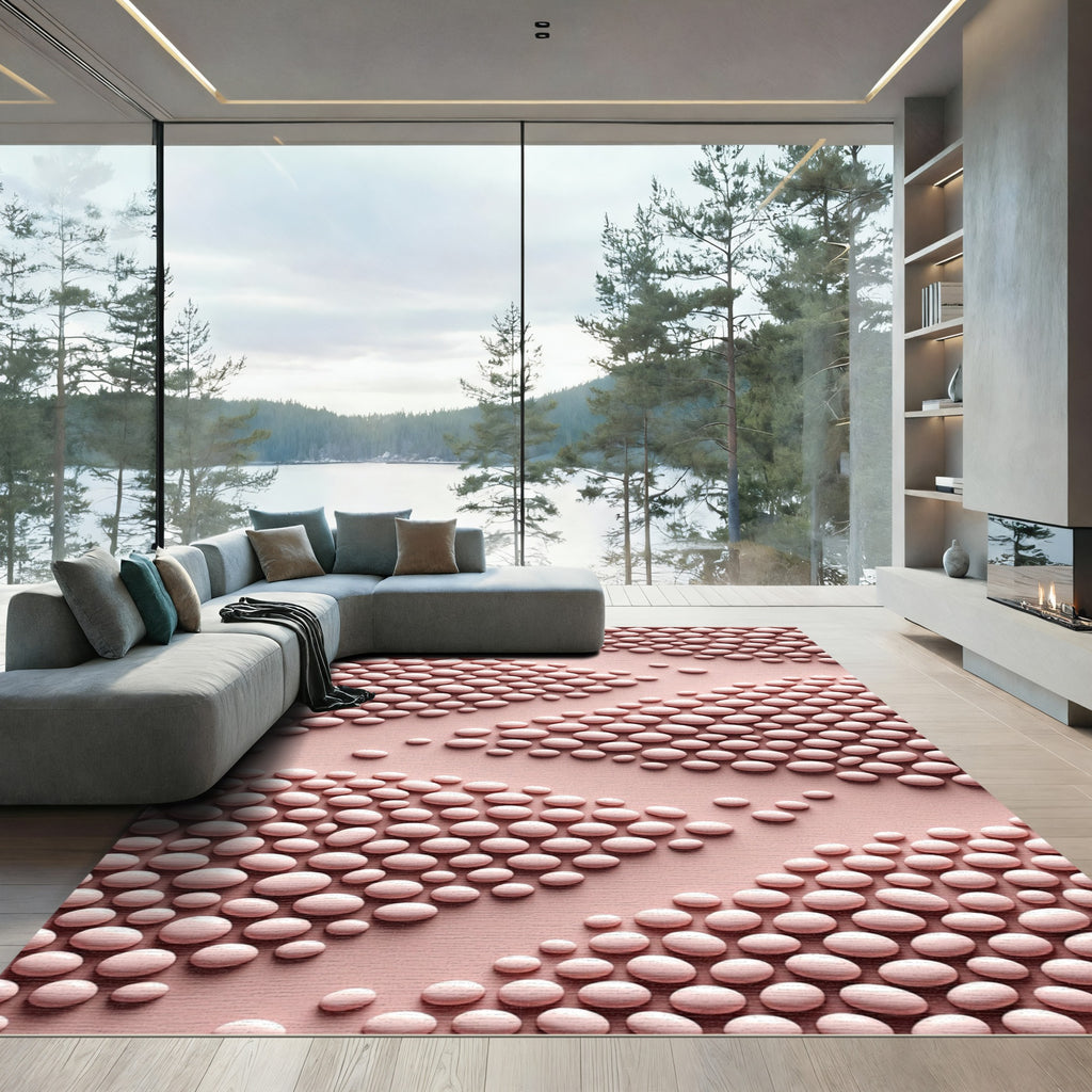 Pale Peach Pebble Stripes Rug