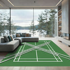 Minimalist Emerald Green Geometric Crossed Lines Rug