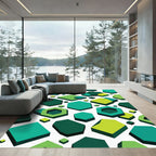 Emerald Green Geometric Tessellation Rug