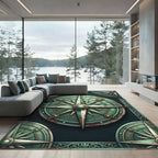 Vintage Patina Nautical Compass Medallion Rug