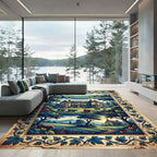 Earthy Pastoral Farmhouse Meadow Landscape Rug