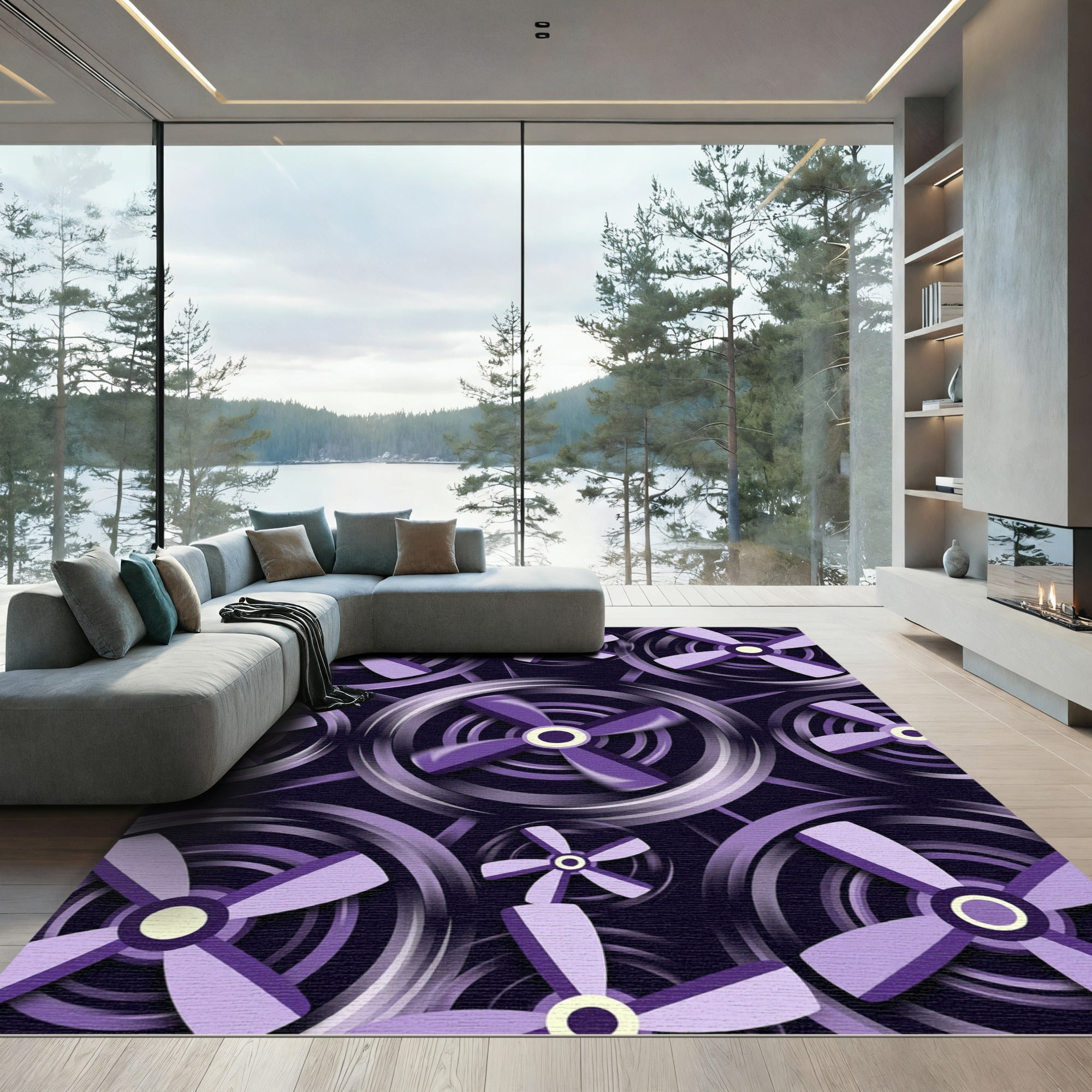 Purple Fan Blades Repeating Layout Rug