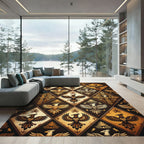 Tribal Golden Geometric Eagle Diamond Art Rug