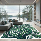 Lush Emerald Green Scrollwork Foliage Rug