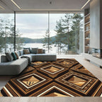 Geometric Pyramid Earth Tone Diamond Rug