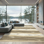 Neutral Earth Tone Streaked Horizontal Stripe Rug