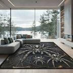 Gothic Black Spiders and Web Art Rug