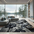 Industrial Black Ink Splatter Rug