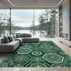 Mint Green Hexagonal Mandala Jewels Rug