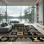 Ancient Egyptian Geometric Chain Creatures Rug