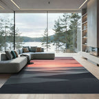 Serene Sunset Mountain River Landscape Rug