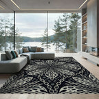 Gray Chain Link Abstract Petal Rug